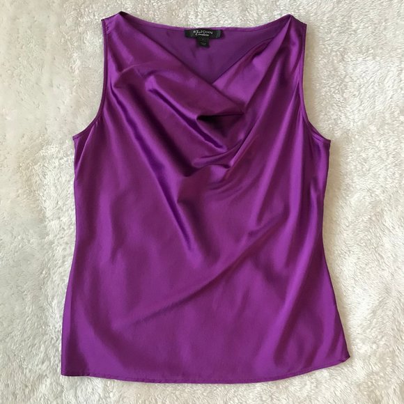 St. John Tops - St. John Couture Purple Silk Cowl Neck Top Shell S